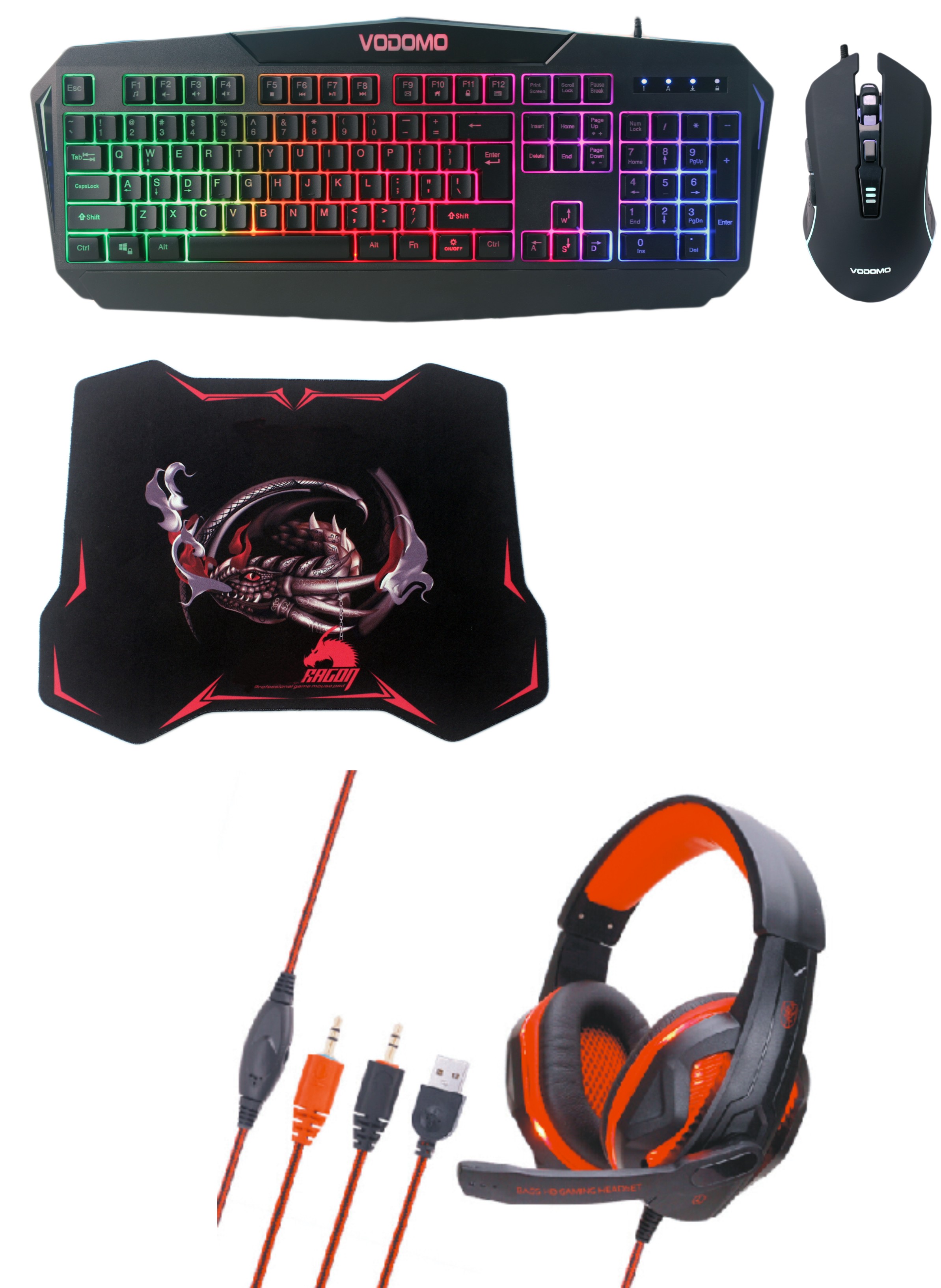 Gaming Combo 4 in 1,Mouse,Keyboard,Mouse Pad,Headset 4 in 1