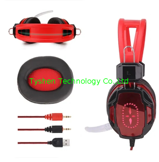 Computer Gaming Headset, With LED Lighting, With Audio and USB Port